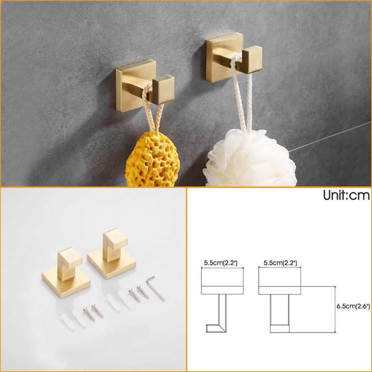 QIANXING 5 Piece Bathroom Accessory Set Stainless Steel Square Towel